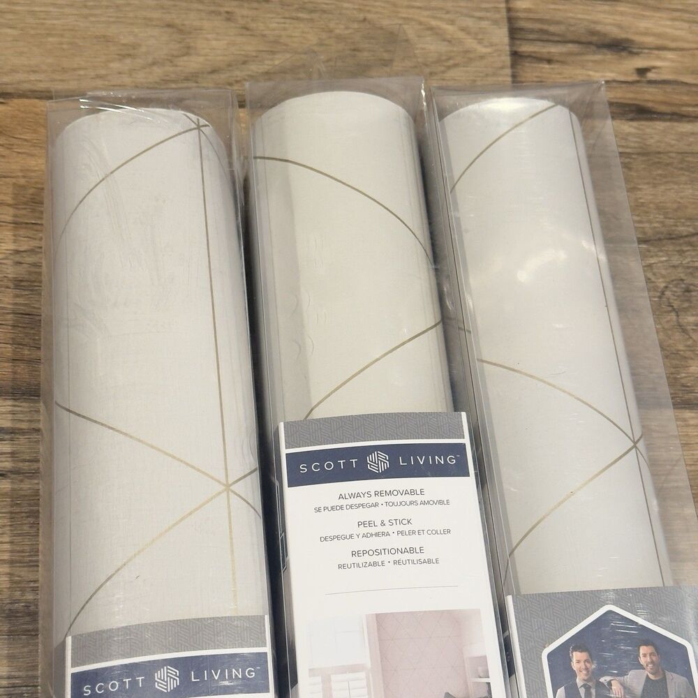 NEW 3 Wallpaper Self Adhesive Scott Living NuWallpaper Natural 20.5in X 18ft - Picture 5 of 11